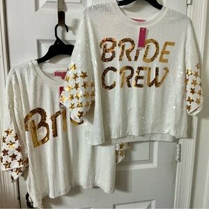 Simply Southern Sequin Bride Tee - White and Gold